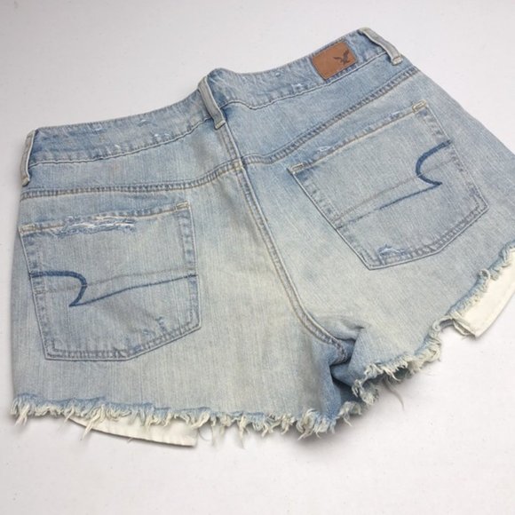 LIKE NEW VINTAGE AMERICAN EAGLE DISTRESS JEAN SHORTS W12/31 🦅 - Picture 5 of 11